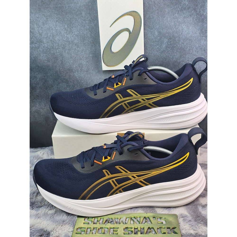 NWT ASICS GEL-PULSE 17 Running Shoes Navy Gold 1011C153 Mens 12.5